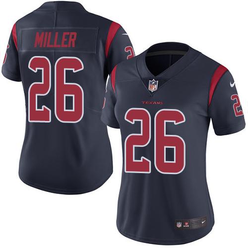 Nike Texans #26 Lamar Miller Navy Blue Women's Stitched NFL Limited Rush Jersey - Click Image to Close